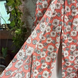 Pins & Needles Floral Wide Leg Pants - Coral and White